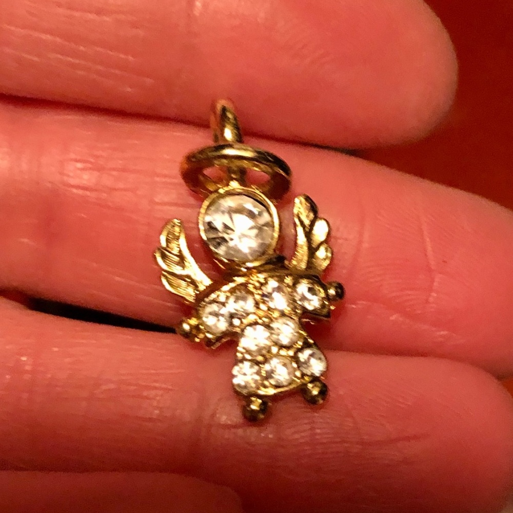 Guardian Angel CZ Gold Pendant